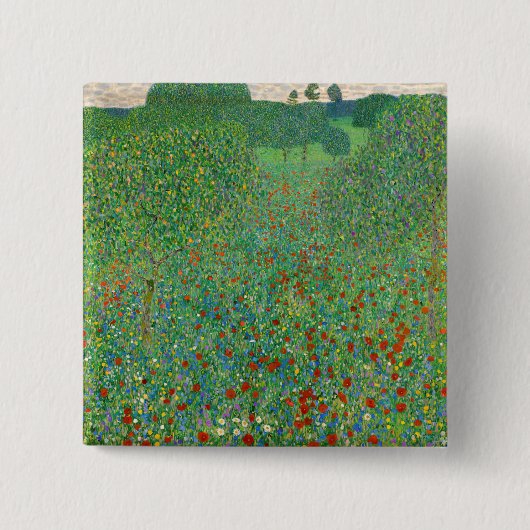 Gustav Klimt - Klaproosveld Vierkante Button 5,1 Cm (Voorkant)