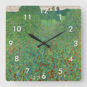 Gustav Klimt - Klaproosveld Vierkante Klok