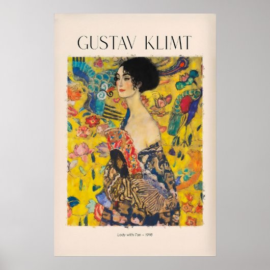 Gustav Klimt Kunstprint - Dame met waaier918 Poster (Voorkant)