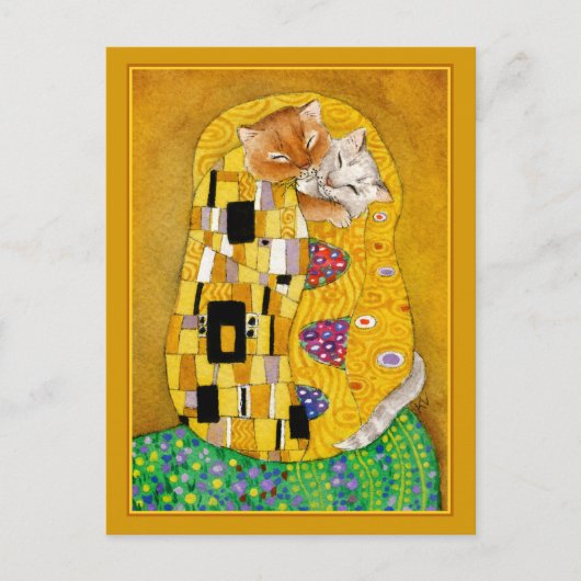 Gustav Klimt kus goudkatje schattig briefkaart (Voorkant)