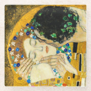 Gustav Klimt Kus / Valentijnsdag Romantische Kunst Glazen Onderzetter