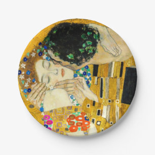 Gustav Klimt Kus / Valentijnsdag Romantische Kunst Papieren Bordje