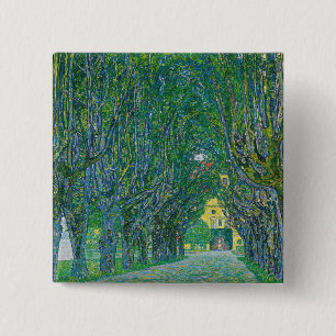 Gustav Klimt - Laan in het Park Schloss Kammer Vierkante Button 5,1 Cm