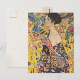 Gustav Klimt-Lady met een Fan Briefkaart