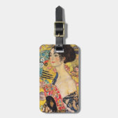 Gustav Klimt - Lady met Fan Bagagelabel (Voorkant verticaal)