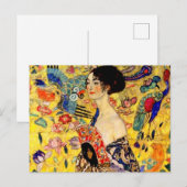 Gustav Klimt Lady met Fan Briefkaart (Voorkant / Achterkant)