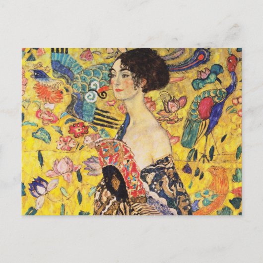 Gustav Klimt Lady met Fan Briefkaart (Voorkant)