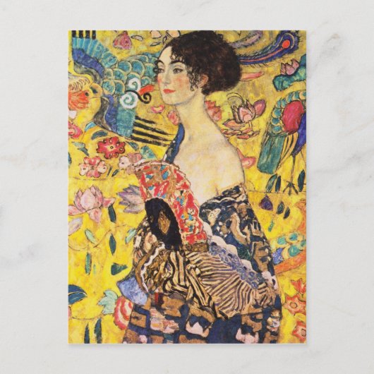 Gustav Klimt Lady met Fan Briefkaart (Voorkant)