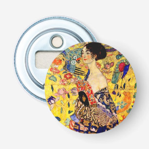 Gustav Klimt Lady met Fan Button Flesopener