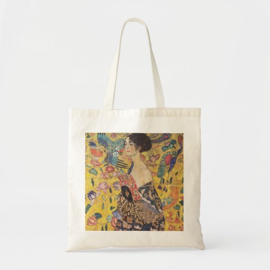 Gustav Klimt Lady met Fan Canvas tas (Voorkant)