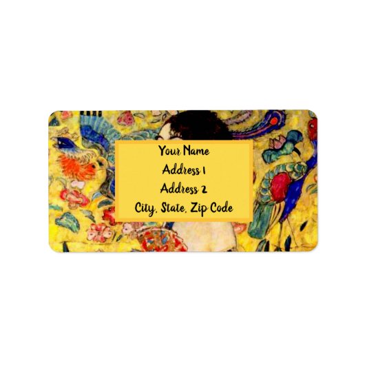 Gustav Klimt Lady met Fan Etiket (Voorkant)