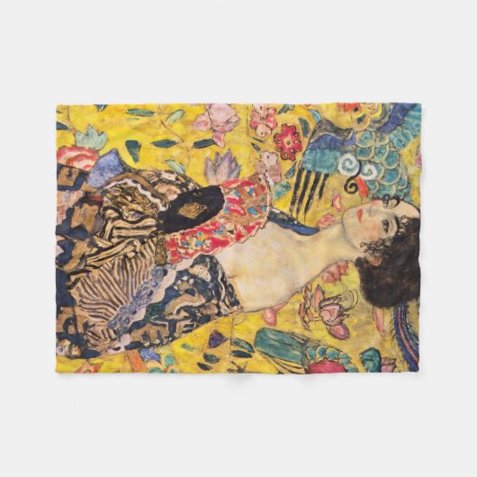 Gustav Klimt - Lady met Fan Fleece Deken (Voorkant (Horizontaal))
