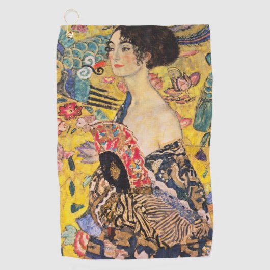 Gustav Klimt - Lady met Fan Golfhanddoek (Voorkant)