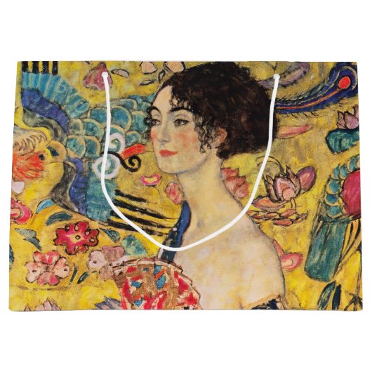 Gustav Klimt - Lady met Fan Groot Cadeauzakje (Voorkant)