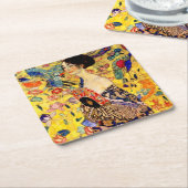 Gustav Klimt Lady met Fan Kartonnen Onderzetters (Schuin)