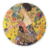 Gustav Klimt - Lady met Fan Keramische Knop (Voorkant)