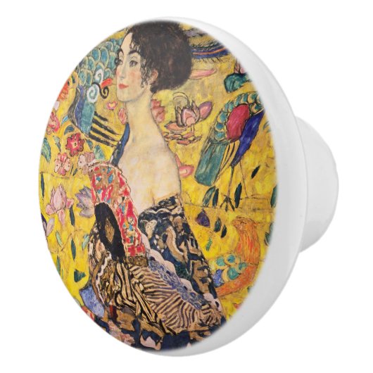 Gustav Klimt - Lady met Fan Keramische Knop (Rechts)