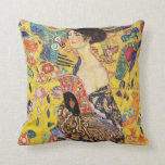 Gustav Klimt Lady met Fan Kussen<br><div class="desc">Gustav Klimt Lady met Fan</div>