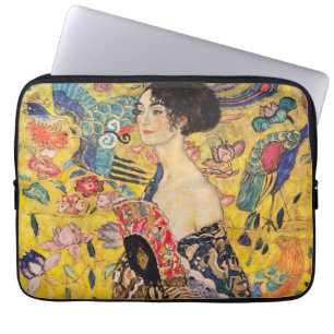 Gustav Klimt - Lady met Fan Laptop Sleeve