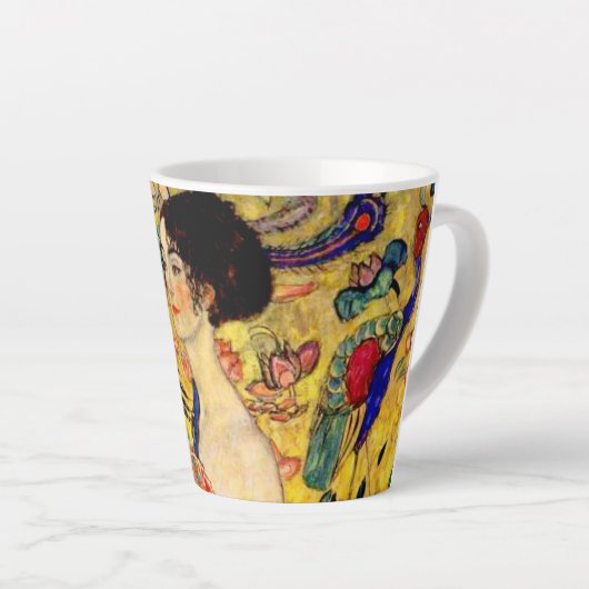 Gustav Klimt Lady met Fan Latte Mok (Rechterhoek)