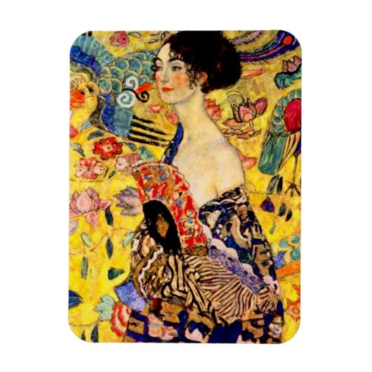 Gustav Klimt Lady met Fan Magneet (Verticaal)