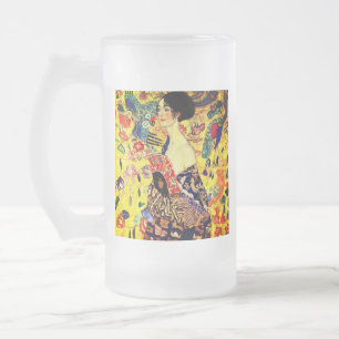 Gustav Klimt Lady met Fan Matglas Bierpul