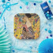 Gustav Klimt - Lady met Fan Papieren Bordje (Feest)