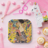 Gustav Klimt - Lady met Fan Papieren Bordje (Feest)