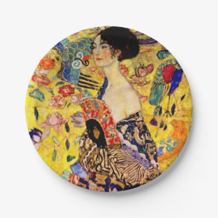 Gustav Klimt Lady met Fan Papieren Bordje
