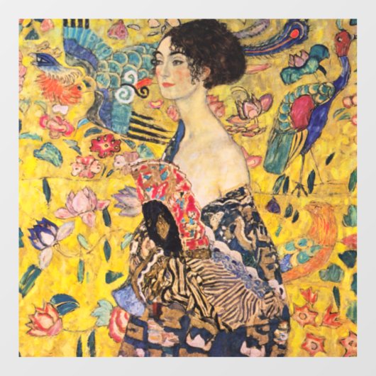 Gustav Klimt - Lady met Fan Raamsticker (Vel)