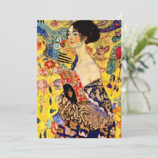 Gustav Klimt Lady met Fan Save The Date (Staand voorkant)