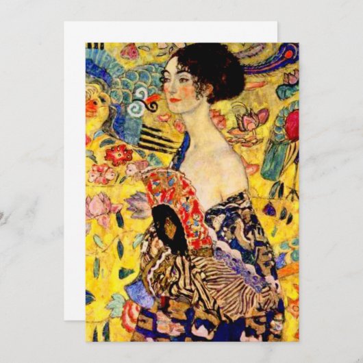 Gustav Klimt Lady met Fan Save The Date (Voorkant / Achterkant)