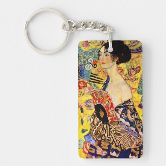 Gustav Klimt Lady met Fan Sleutelhanger (Voorkant)