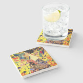 Gustav Klimt Lady met Fan Stenen Onderzetter (Zijkant)