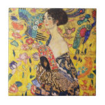 Gustav Klimt Lady met Fan Tegeltje<br><div class="desc">Gustav Klimt Lady met Fan</div>