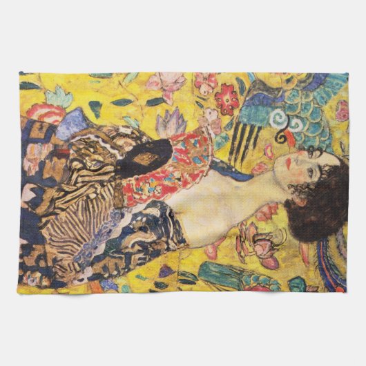 Gustav Klimt Lady met Fan Theedoek (Horizontaal)