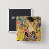 Gustav Klimt - Lady met Fan Vierkante Button 5,1 Cm (Voorkant /achterkant)