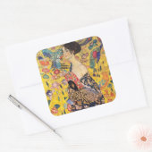 Gustav Klimt - Lady met Fan Vierkante Sticker (Envelop)