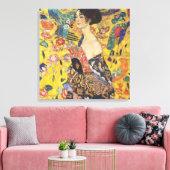 Gustav Klimt Lady met nieuwe Fan Art-indeling Canvas Afdruk (Insitu (Woonkamer))