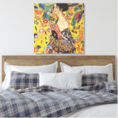 Gustav Klimt Lady met nieuwe Fan Art-indeling Canvas Afdruk (Insitu (Slaapkamer))