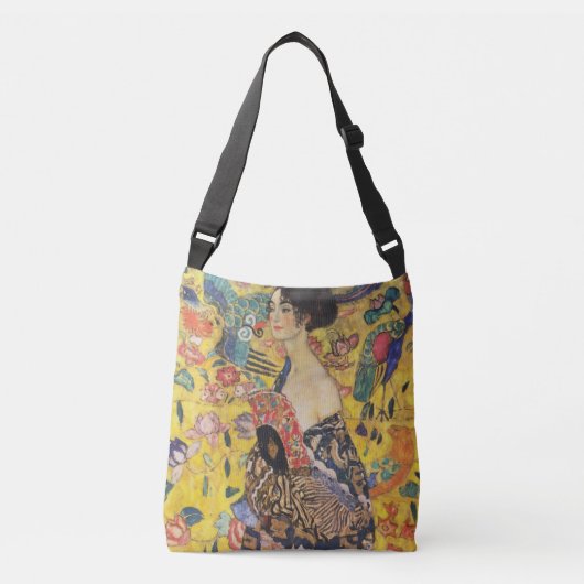 Gustav Klimt Lady met nieuwe Fan Art-indeling Crossbody Tas (Voorkant)