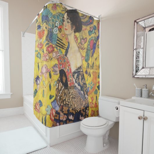 Gustav Klimt Lady met nieuwe Fan Art-indeling Douchegordijn (In situ)