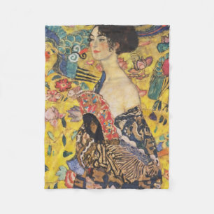 Gustav Klimt Lady met nieuwe Fan Art-indeling Fleece Deken