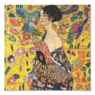 Gustav Klimt Lady met nieuwe Fan Art-indeling Foto Afdruk
