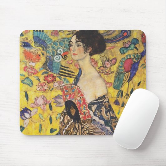Gustav Klimt Lady met nieuwe Fan Art-indeling Muismat (Met muis)