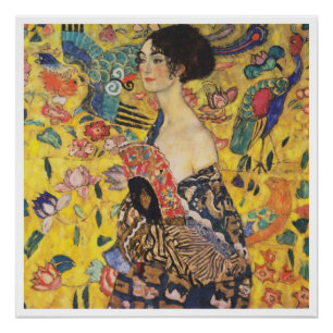 Gustav Klimt Lady met nieuwe Fan Art-indeling Poster