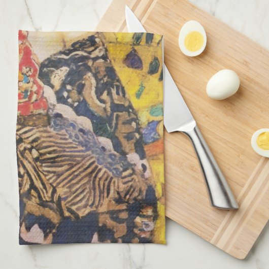 Gustav Klimt Lady met nieuwe Fan Art-indeling Theedoek (Quarter Fold)