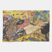 Gustav Klimt Lady met nieuwe Fan Art-indeling Theedoek (Horizontaal)