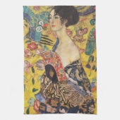 Gustav Klimt Lady met nieuwe Fan Art-indeling Theedoek (Verticaal)