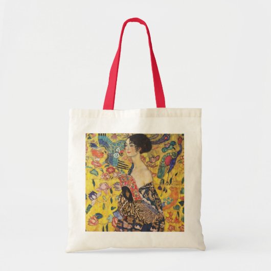 Gustav Klimt Lady met nieuwe Fan Art-indeling Tote Bag (Voorkant)